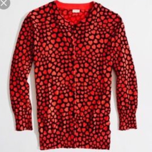 J. Crew Sweaters - J Crew Heart Print Cardigan Sweater